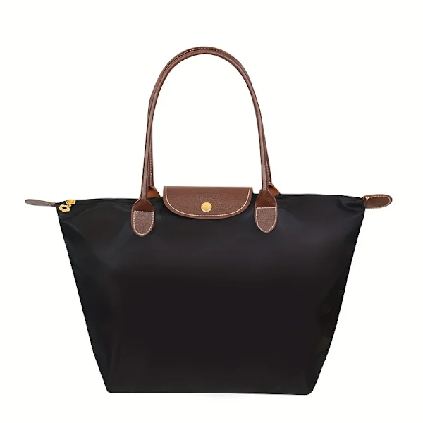 Vanntett nylon tote-veske for kvinner, fritidsveske med stor kapasitet, handlepose for mor Negro M