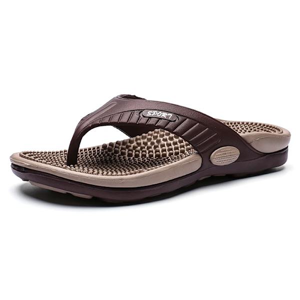 Herres badeværelses flip flops skridsikre afslappede strandsandaler skridsikre hjemmesko khaki 40