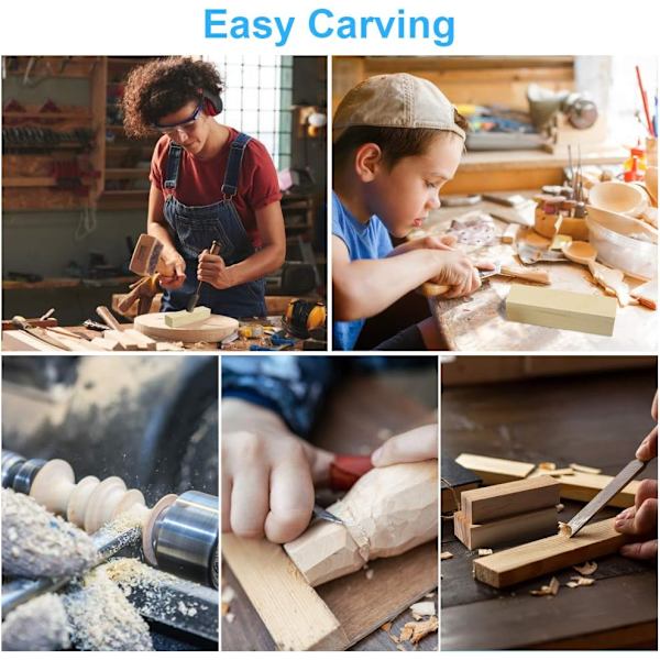 12 st Basswood-träblock för carving, naturliga, obehandlade, släta ytor för DIY-carving, formning, målning C