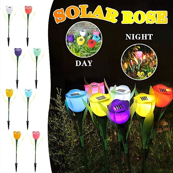 Solcelledrevne LED-lys Rose Lamp Light Ground Lights Solar Lanterns String Fairy Tale Light String Utendørs hagedekorasjoner for Patio Deck Yard Ga