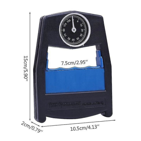 Hånddynamometer Grip Kraftstyrkemåler Kraftmålingsværktøj 130 kg/287 lbs (blå)