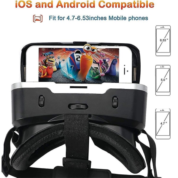 3D VR -lasit, virtuaalitodellisuuslasit, yhteensopivat iPhonen ja Androidin kanssa