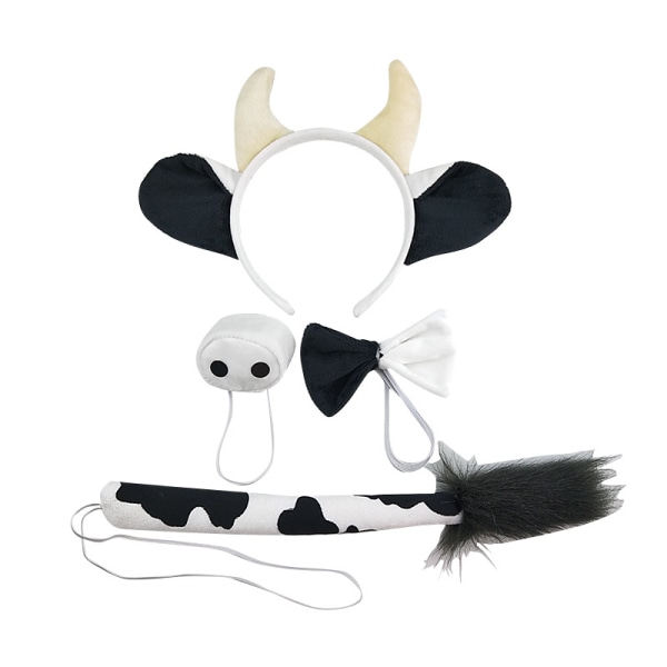 Lehmän set Lehmän korvat pääpanta Lehmän hännän nenä rusetti Halloween / syntymäpäivä / joulu / cosplay juhlakoristeet