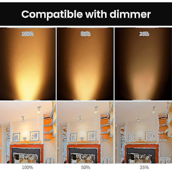 8 kpl halogeenivaloa Gu5.3 Mr16 35w 12v himmennettävä - lämmin valkoinen 2800k, 400 lumenia, lasikansi