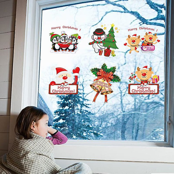 Christmas Children Cartoon Cute Stickers Window Door Stickers Window Stickers Layout Holiday Decoration Wall Stickers Sk9108