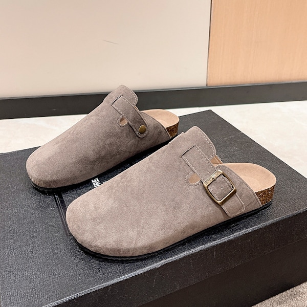 Herr Dam Suede Tofflor Clogs Kork Innersula Par Sandaler Utomhus Strand Hem Skor gray 45