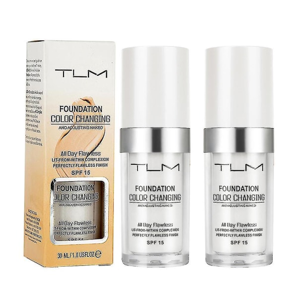 2 st Tlm Flawless Färgförändrande Foundation Makeup Hudton Matchande Concealer
