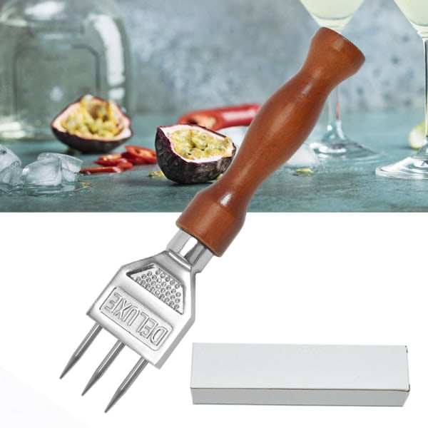 Ishacka, 3-bladig med trähandtag, halkfritt, för att krossa is, ishacka, verktyg för bartillbehör, restaurang/krog, längd 18,3 cm