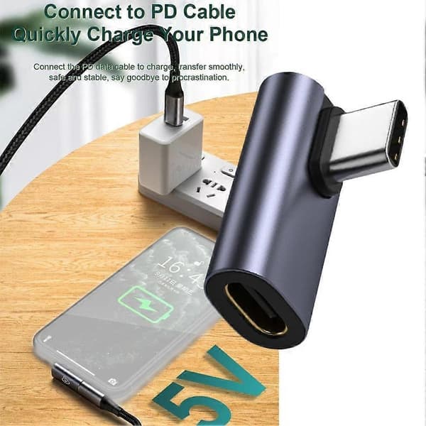 90° USB-C uros-naaras-adapteri datan oikeakulmainen muunnin mukava silver One-size