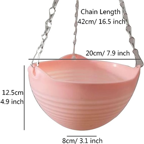 Hengende plantekasser Hengende blomsterpotte med kjede Plast Veggmontert Planting Plantekurv Plantekasser for hjemmehage Innendørs Utendørs Balkong Hengende Flow
