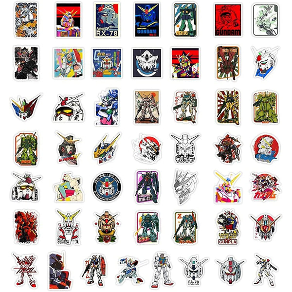 50pcs Gundam Ganpla Theme Waterproof Stickers For Laptop Cellphone Water Bottle Skateboard Luggage Car Bumper Jmld