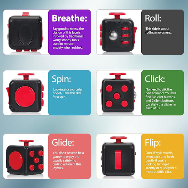 3 st Fidget Cube-leksaker, Anti-ångest Anti-stress Fidget-leksaker, Stress Ångest Tryckavlastande Leksak Perfekt för Vuxna och Barn