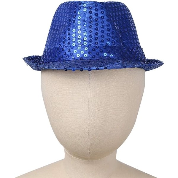 Barn Gutter Jenter Paljetter Fest Fedora Hat Jazz Hip Hop Dansekostyme Funky Disco Glitter Cap Tilbehør