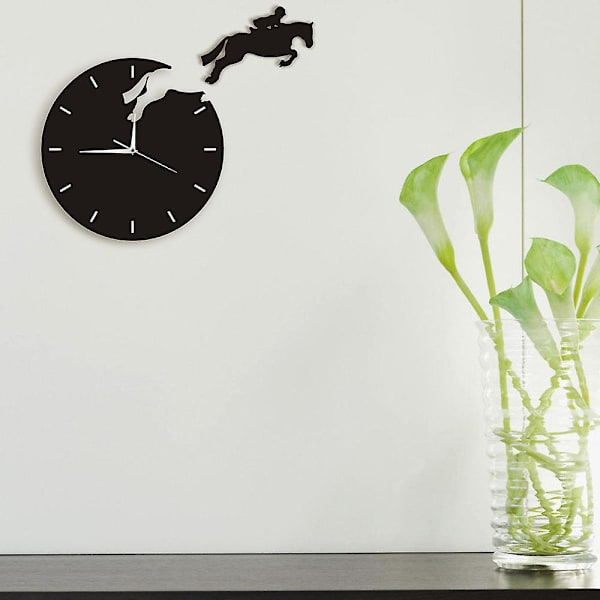 Taidekoristeinen Hyppäävä Seinäkello Hevosella Hyppäävä Hevoskello Design 3d Seinäkello
