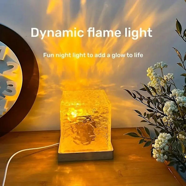 Himmelsk Vandlampe, Nordlys Cube Midnight Aura Lampe, 16 Farver Dynamisk Vandbølge Natlys med Fjernbetjening, Genopladelig