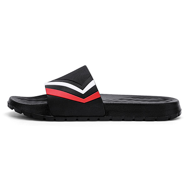 Herrsandal i andningsbart material för sommaren, platta skor, öppen tå, halkfria, strandmode Negro 44