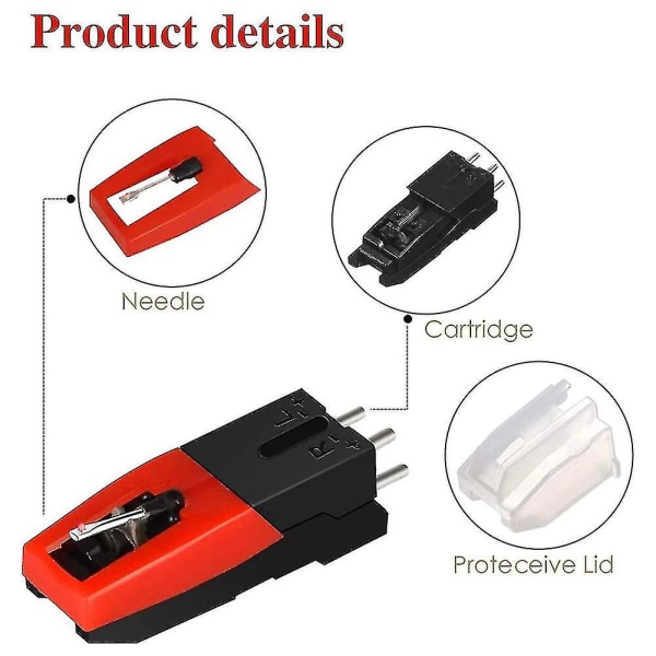 Skivspelarenål, 1 st skivspelare med 4 st diamantpenna Ersättning för , , , Lp