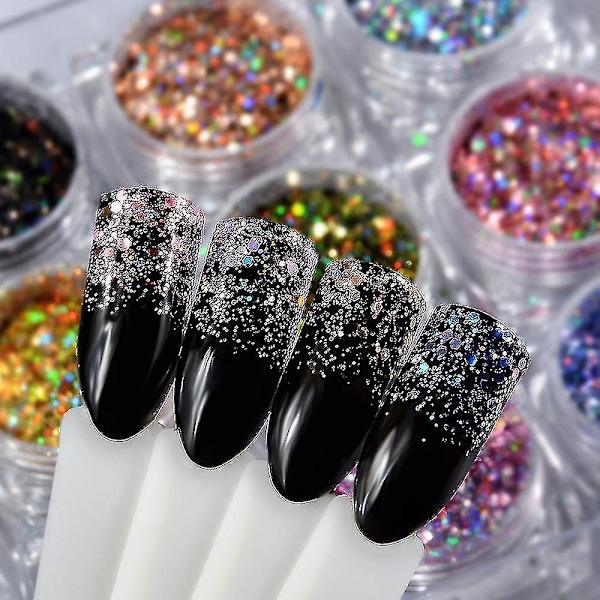 12 st Glitterpulver Toppkvalitet Hantverk Nagelkonst
