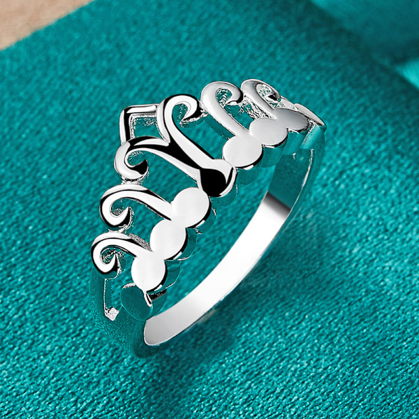 925 Sterling Sølv Krone Ring 7-10 Fashion Charm Smykker 9