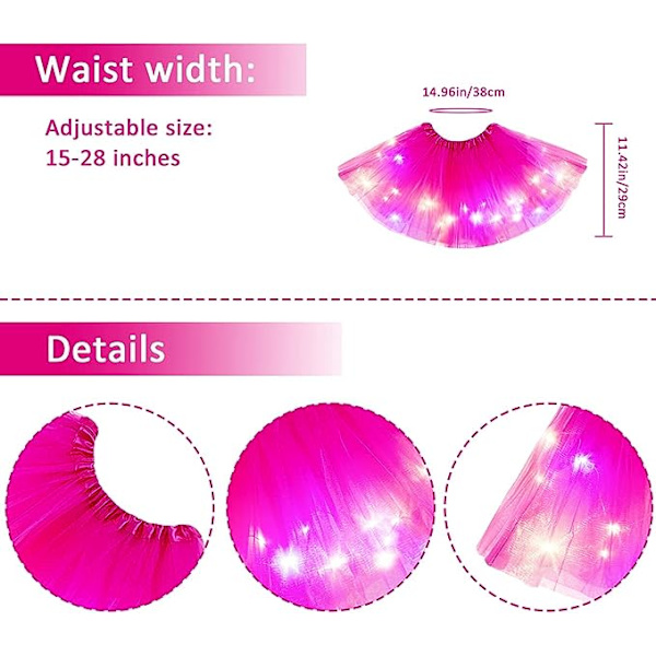 2-8 År Baby Piger Lysende LED Tutu Skørt Fe Tutu Børn Fancy Party Kostume Ballet Lagdelt Kjole - Roserød