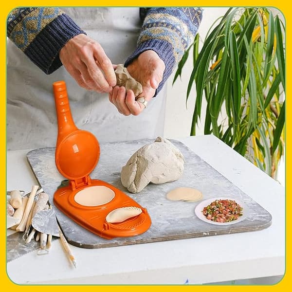 2 i 1 Dumpling Maker Dumpling Press Dumpling Skin Artifact Kök Dumpling Making Tool DIY Manuell Dumpling Mögel(Orange)