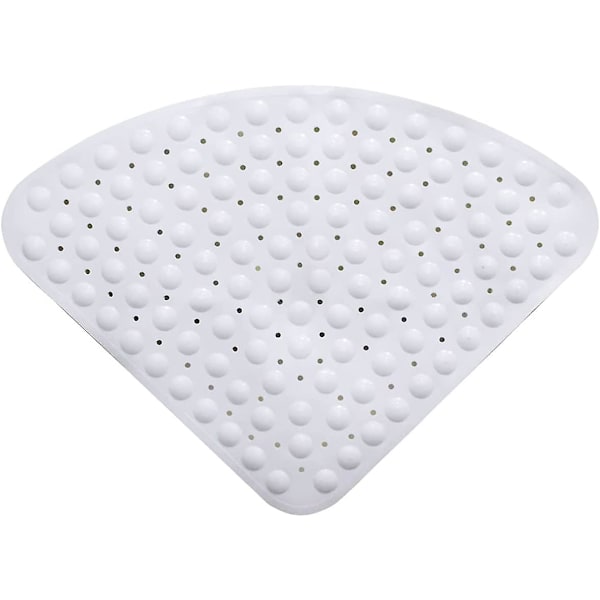 Curved Shower Mat Non Slip Massage Quadrant Bath Mat With Drainage Holes White