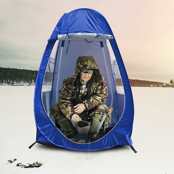 Pop-up isfiske tält för en person, regnskydd, UV-skydd, fisketält med dörrar på båda sidor