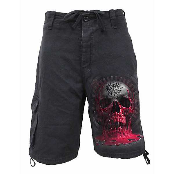 Spiral Direct Gothic BLEEDING SOULS - Vintage Cargo Shorts Svart |Skallar|Blod|Kors