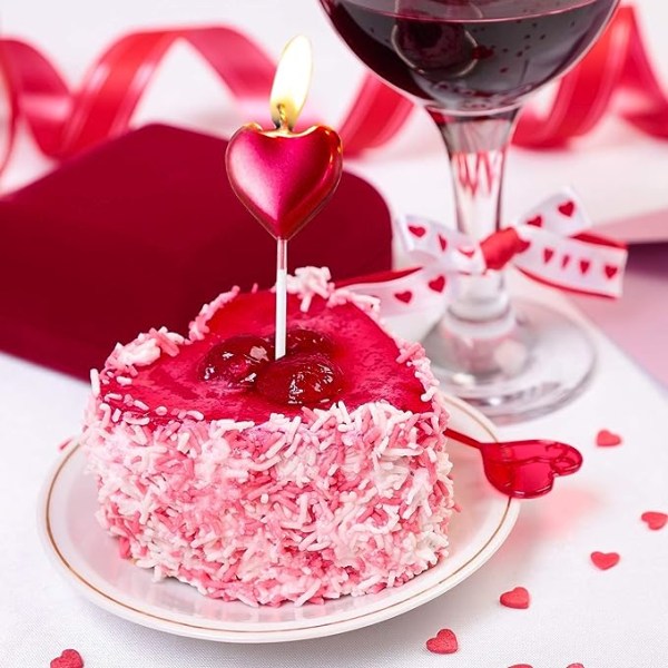 Metallic Heart Födelsedagsljus Tårtljus Cupcake Topper Ljus Dessertljusstakar för bröllop, jubileum, romantisk natt, mors dag, del