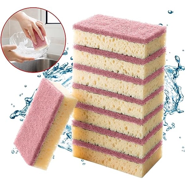 Barbell Brush Wave Wipe Högdensitetsfärgad rengöringssvamp Diskningssvamp Block Kitchen，Dining & Bar Diskmaskin med svamphållare (röd, O