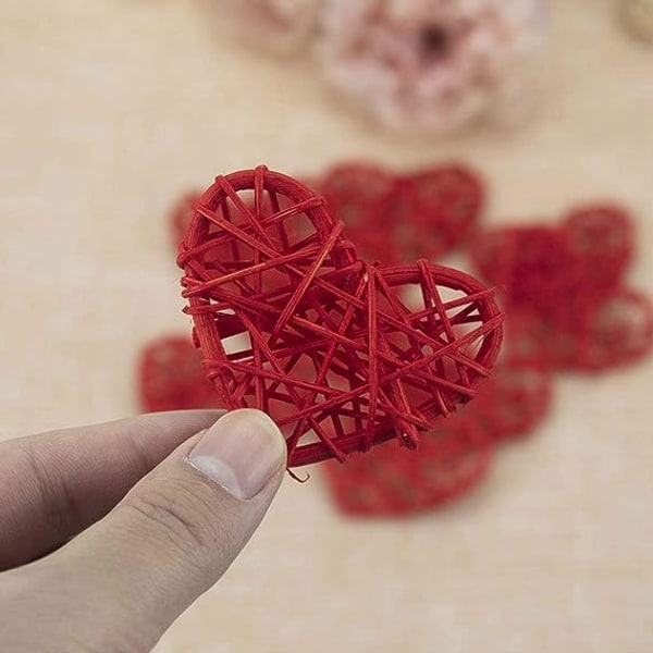 Naturlig flet rattan hjerteformede bolde DIY Craft Vase Filler Hængende bolde Ornamenter til bryllup Baby Shower Fødselsdag Valentinsdag Fest Decorati