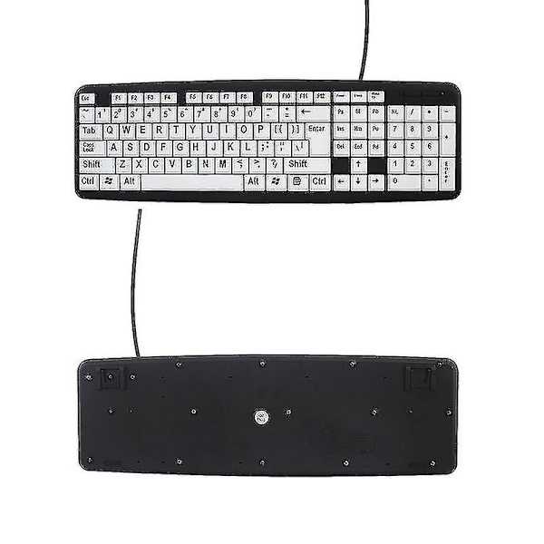 Stort tangentbord med tråd, stora bokstäver, USB-tangentbord för synskadade