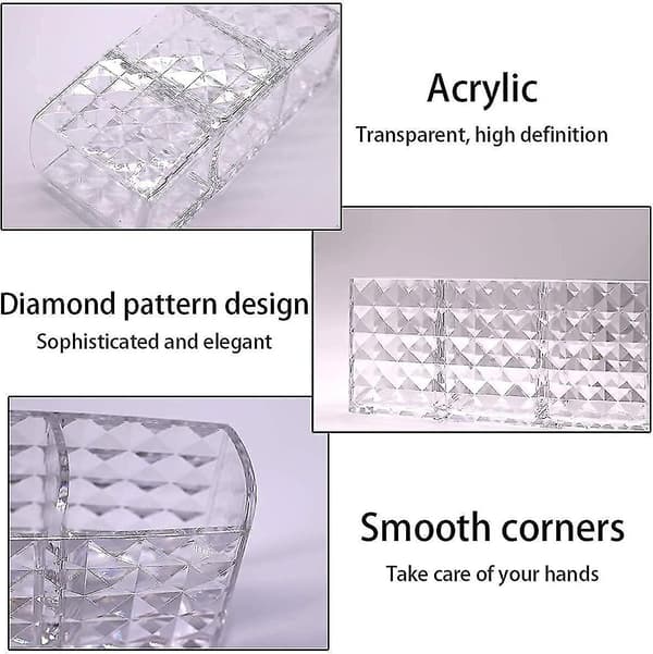 Sminkebørsteholder i akryl, 3 rom, transparent