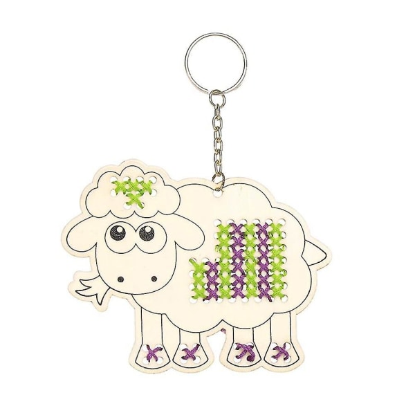 5 kpl söpö sarjakuva puinen lampaan ristipisto itse tekemä avaimenperä avaimenperä askartelulahja