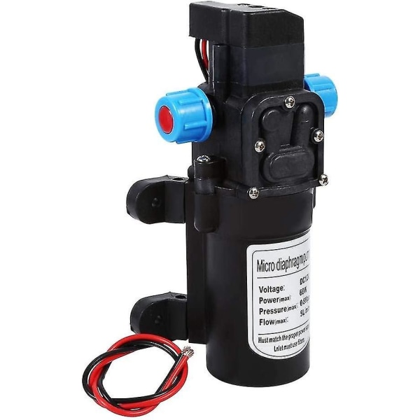 Vannpumpe, trykkpumpe vann med trykkbryter, automatisk, høytrykk, 12 V, 80 W, 5 L/min DC, membranpumpe, selvsugende for bilvask