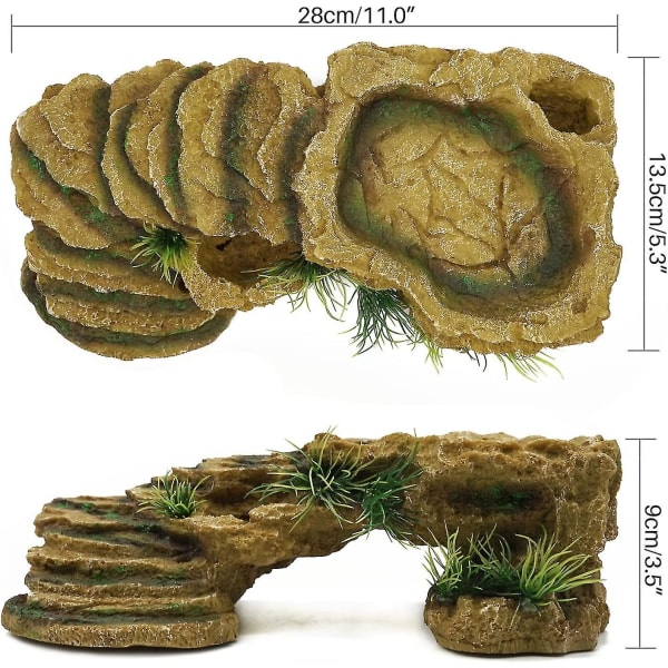 Skildpaddeplatform Reptilplatform Imitation Sten Terrarium Harpiks Skjulested Dekoration