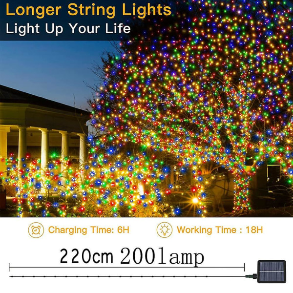 Solar String Lights, extra lång 72ft 200 Led