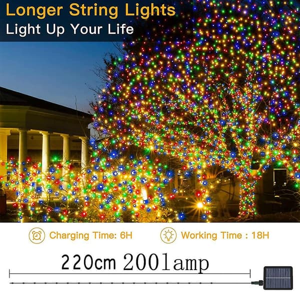 Solcellslingor, extra långa 72ft 200 LED