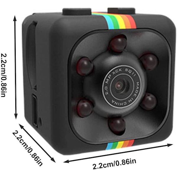 2 stk. Sq11 1080p kamera, minikamera med justerbart stativ, minikamera med transmisjonsavbildning, nattsyn, HD vidvinkel F