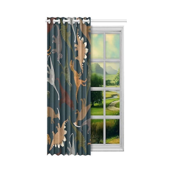 Dinosaurer Sorte Blackout Vinduesgardiner Gardiner Soveværelse Stue Køkken Gardiner 130x210 Cm A--35271
