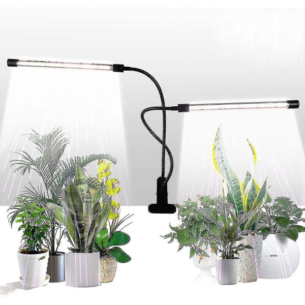 Vækstlys, sollys hvid 50w 84 Led dobbelthovedet klemme plantelys, 4/8/12h timer & 5 dæmpbare niveauer fra Chuai Du