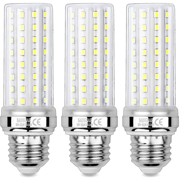 20W LED Maislys, 150W Ekvivalent Glødelampe, 6000K Kald Hvit, E27 Edison Skrue Lyspærer, 3 Stykker