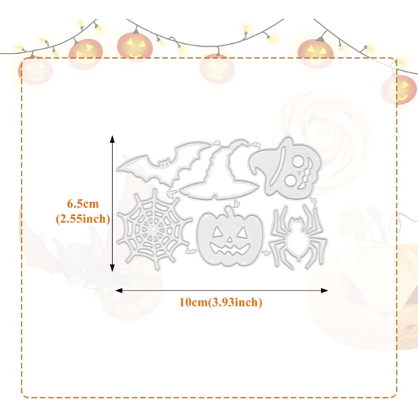 Halloween skjærematriser, halloween metalledderkoppflaggermus gresskarmønster stansesnitt DIY Craft karbonstål pregingmal for papir Ca