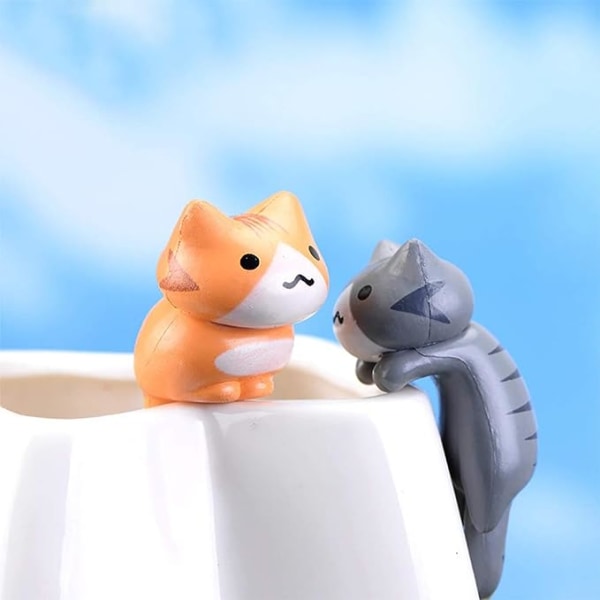 Miniatyr Lucky Cat DIY-figurer, paket med 6 Mini Fairy Garden Hängande kattfigur Mikro Landskap Hemträdgårdsinredning Växtkrukor Bonsai Hantverksdekor