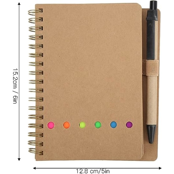 Coil Notebook, 70 Pages Portable Double Coils Wirebound Notebooks Student Notepad with Insert Pen Business Office Stationery(Coffee)