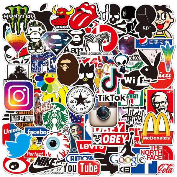 Klistermärkespaket 100 st, Märken, Skateboardklistermärken, Motorcykelklistermärken, Laptop Vinylklistermärken för Vattenflaska, Bagage, Snowboard, Motorcyklar