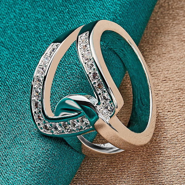 925 Sterling Silver Hollow Zircon Inlaid Ring Smycken Charm 7, 8, 9, 10 8