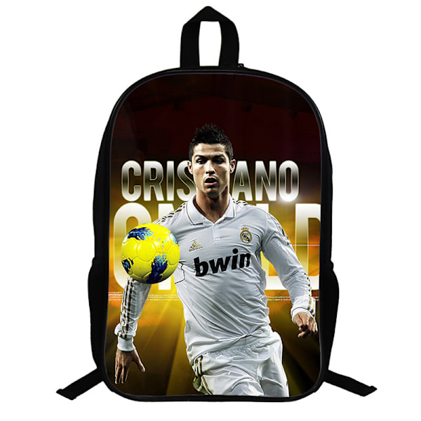 Cristiano Ronaldo Fodbold Rygsæk Studerende Skole Taske Sort 37CM