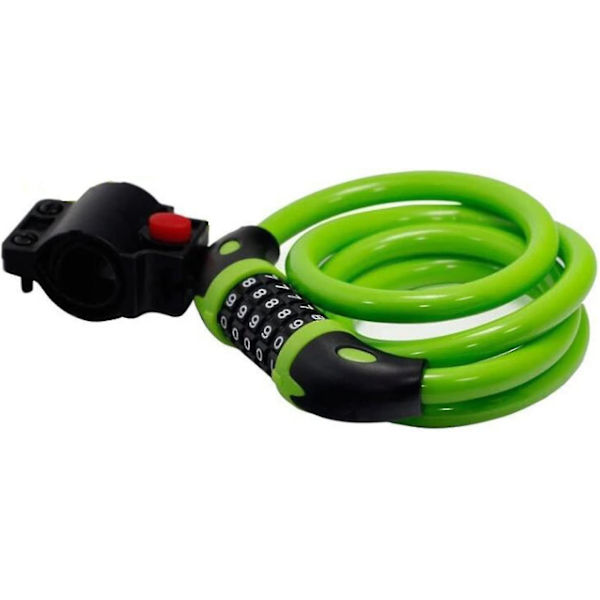 Korkea turvallisuuden pyörän lukko nollauskelpoisella 5-numeroisella yhdistelmällä, 1,2 m x 12 mm (vihreä)