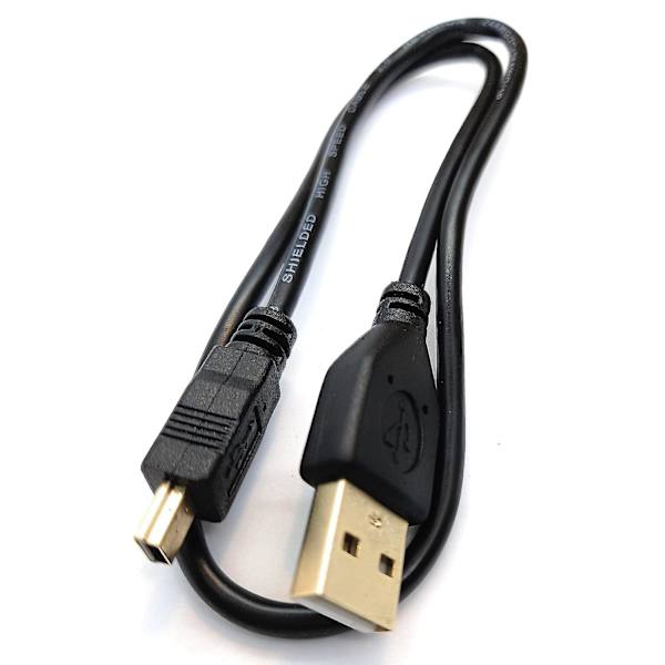 0,5 m Mini USB til USB 24AWG 2.0 Hi-speed 2.0 A-han til Mini-B 5-bens kabel Strøm- og datakabel (1,6ft, sorte guldstik)